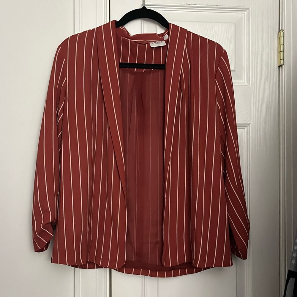 Orange and white striped blazer